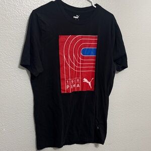 Puma Black Short-Sleeve Tee with Red & Blue Graphic